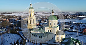 Aerial 4k video clip of The Church of Saint Nicholas in Domodedovo