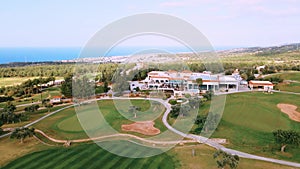 Aerial 4k view of Golf Course in summer sunny day