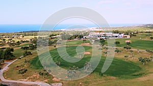 Aerial 4k view of Golf Course in summer sunny day