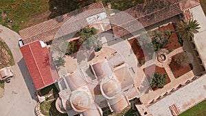 Aerial 4k view of Saint Barnabas Monastery in Famagusta, North Cyprus