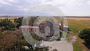 Aerial 4k view of Saint Barnabas Monastery in Famagusta, North Cyprus