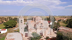 Aerial 4k view of Saint Barnabas Monastery in Famagusta, North Cyprus