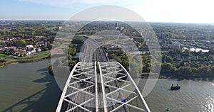 Aerial A16 highway bridge Rotterdam Netherlands