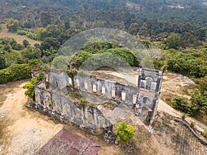 Aerial abandoned church