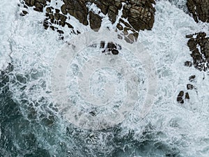 Aerial Abstract Of Rocks and Ocean