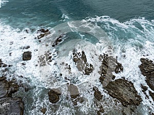 Aerial Abstract Of Rocks and Ocean