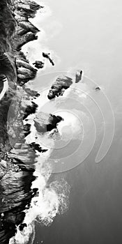 Aerial Abstractions: Black And White Photo Of Cliffs And Rocks