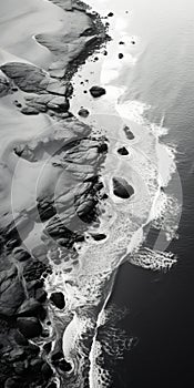 Aerial Abstractions: Captivating Black And White Shoreline Photography