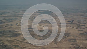 Aerial aeroplane view to Chari or Shari River , natural border between Chad and Cameroon