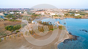 Aerial Agia Triada beach, Protaras, Cyprus