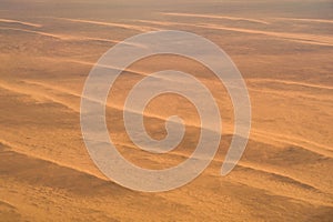 Aerial airplane view of Sahara desert in Egypt