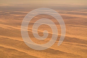 Aerial airplane view of Sahara desert in Egypt