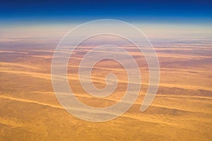 Aerial airplane view of Sahara desert in Egypt