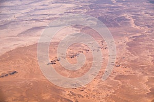 Aerial airplane view of Sahara desert in Egypt