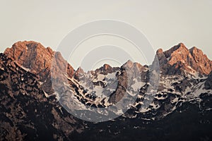 Aerial of the Albanian Alps taken in May 2022