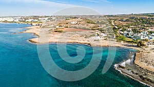 Aerial Ammos tou Kambouri beach, Ayia Napa, Cyprus