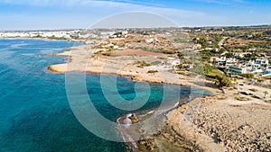 Aerial Ammos tou Kambouri beach, Ayia Napa, Cyprus