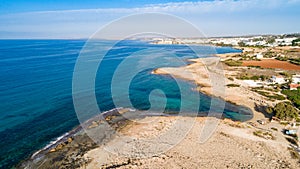 Aerial Ammos tou Kambouri beach, Ayia Napa, Cyprus