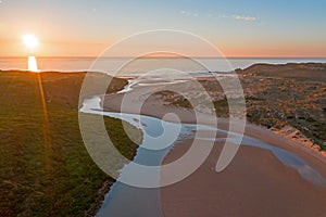 Aerial from Amoreira beach on the westcoast in Portugal