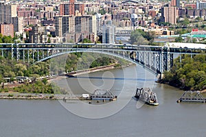 Aerial Amtrak Spuyen Duyvil Railroad Swing Bridge