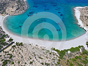 Aerial of the Ano Mersini Beach in Polyaigos, Cyclades, Aegean Sea,
