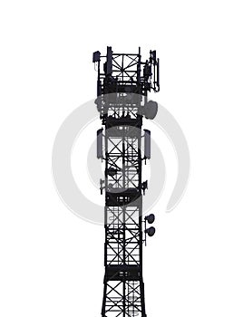 Aerial antenna tower isolated over white
