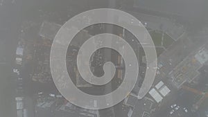 Aerial of apartment building construction shot from above