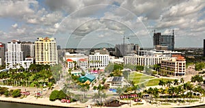 Aerial approach Downtown West Palm Beach FL 5k circa 2022