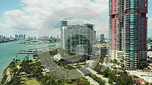 Aerial approach Miami Beach Apogee Condominium