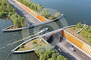 Aerial from the aquaduct in Harderwijk at the Veluwemeer in the Netherlands