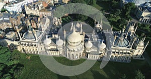 Aerial ascending view of Brighton pavilion, England