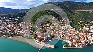 Aerial aspect of Nafpaktos Lepanto town and castle , Greece