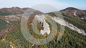 Aerial Autumn view of ancient sanctuary Belintash, Bulgaria