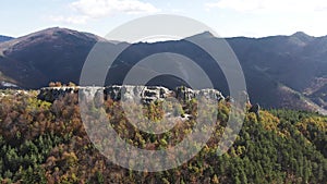 Aerial Autumn view of ancient sanctuary Belintash, Bulgaria