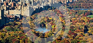 Aerial Autumn View of Central Park and New York City