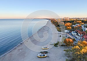 Aerial autumn view for Gdansk coast line