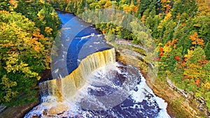 Aerial Autumn Waterfall in Tahquamenon Falls, Michigan