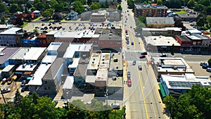 Aerial of Aylmer, Ontario, Canada on summer day