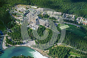 Aerial of Banff Springs Hotel, Banff, Alberta, Canada