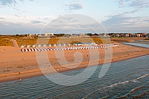 Aerial from beach houses at the beach at Katwijk aan Zee in the Netherlands photo