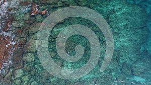 Aerial beach reveal footage on tropical coast at Anse Forbans. Mahe Island, Seychelles