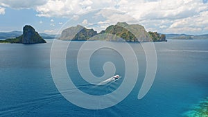 Aerial beach reveal footage on tropical coast at Anse Forbans. Mahe Island, Seychelles