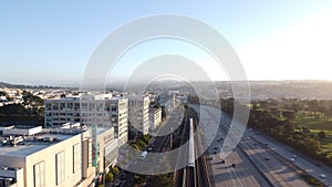 Aerial beautiful shot of the BART metro at Daly City photo