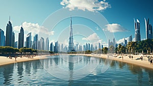 Aerial beautiful shot of Jumeirah Public Beach in Dubai