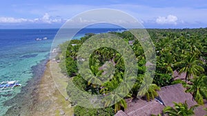 Aerial: Beautiful Tropical Beach Resort In Moalboal, Cebu From Above.