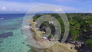 Aerial: Beautiful Tropical Beach Resort In Moalboal, Cebu From Above.