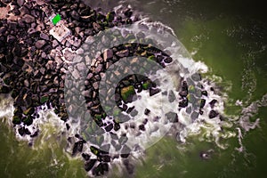 Aerial of Belmar Beach Jetty New Jersey