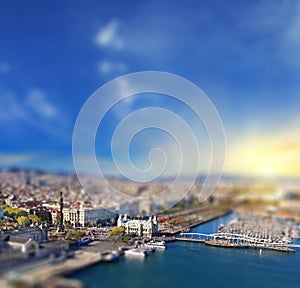 Aerial ( bird eye ) view of Barcelona, Spain