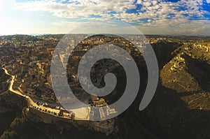 aerial bird eye view of matera