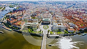 Aerial View Of Prague Old Town Cityscape In Czech Republic